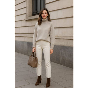 Women's H&M Beige Turtleneck Sweater L